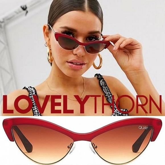 QUAY // ltd ed retro-glam finders keepers collaboration scarlet red cateyes - Picture 1 of 16